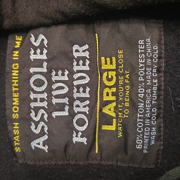 Assholes Live Forever Good Die Young Tye Dye Green/Black Hoodie Size Large - Picture 6 of 6